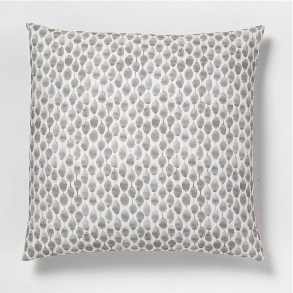 3 WEST ELM Shades of Gray Stamped Dots Cotton EURO 26x26 Pillow Shams Watercolor